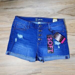 🩵NWT NoBo Blue High Rise Sculpting Cuffed Shorts Size 13/32